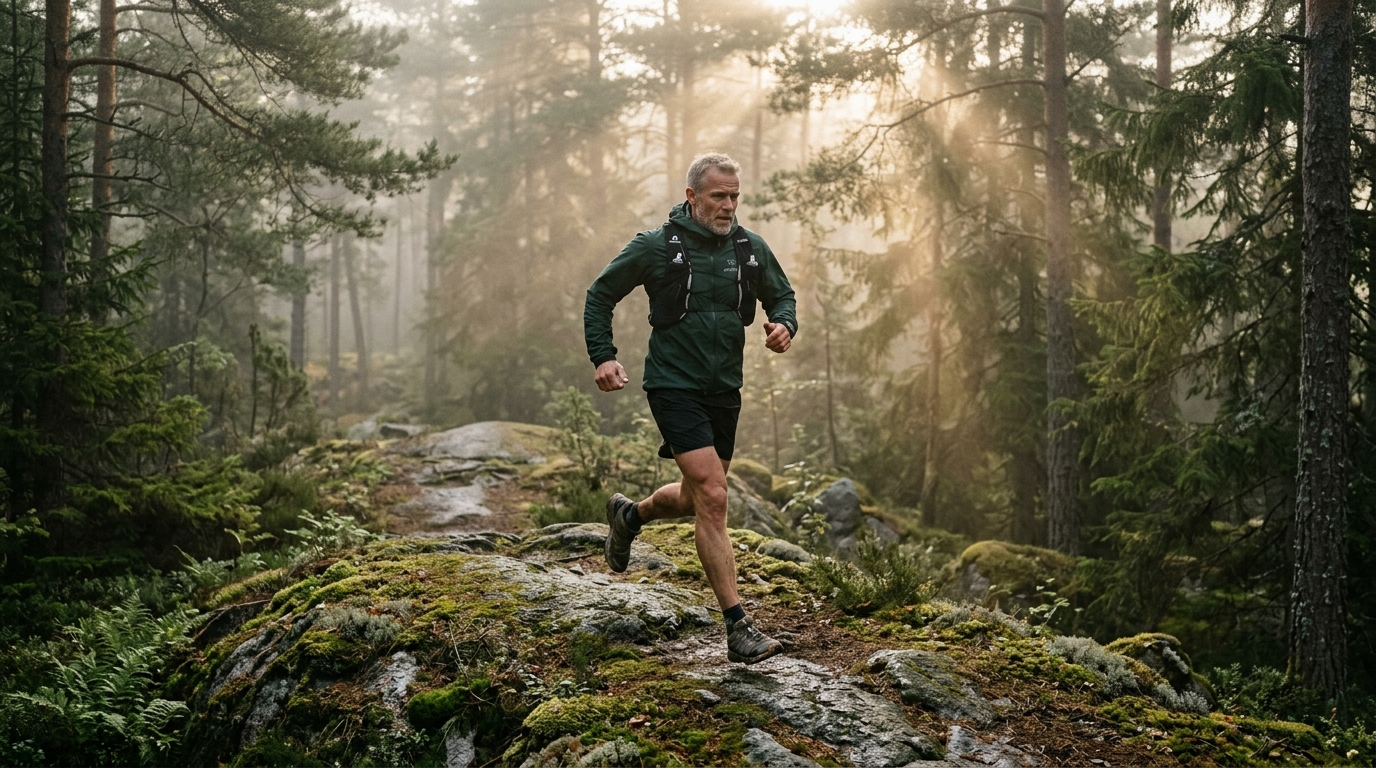 Aktiv man i nordisk terräng – longevity och aerob hälsa